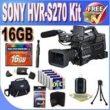 Sony Professional HVR-S270 HDV Camcorder + 16GB CF Memory +5 Mini DV Tapes + Mini DV Tape Cleaner + USB Card Reader + Full Size Tripod + Deluxe Case w/Strap + Lens Pen Cleaner + Accessory Saver Bundle!