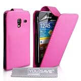 Yousave Accessories TM Rosa Leder Flip Schutzh�lle Tasche F�r Das Samsung Galaxy Ace Plus S7500 it Displayschutz Folie Und Graues Micro Faser Poliertuchvon "Yousave"