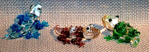 Alligator MINI sized Art Glass figurines relief patterned assorted Colors 6 pc. lot
