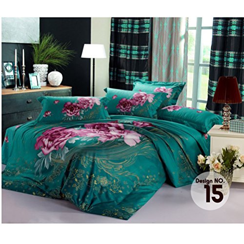 Home Textiles 3D Osaka Flower Bed Set Bedding Sets King size Reactive Printing Bedclothes Duvet Cover 3D Flat Sheet Bedspread 1000TC HT 011 No 015 Free UPS Shipping