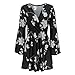 YUTRENDS Women's V-neck Long Flare Sleeve Pleated Floral Print Dress