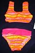 Infant Girls 2 PC Tankini Swimsuit Orange/Yellow Stripe