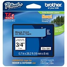 Brother Tape, Black on Blue, 18mm (TZe541) - Retail Packaging