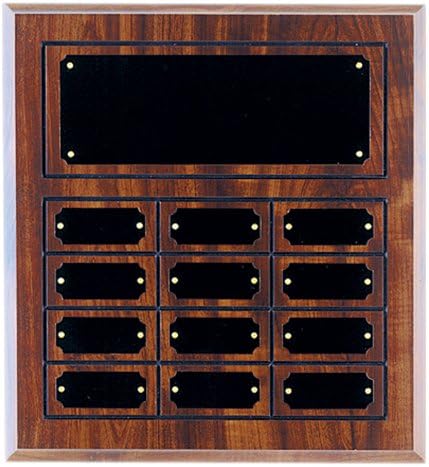 Cherry Finish Perpetual Plaque With 12 Plates (12" x 12" x 0.5", Particle Board)