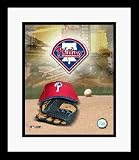 Philadelphia Phillies MLB Team Logo and Baseball Cap Collage Framed 8 x 10 Photograph