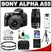 Sony Alpha A55 SLTA55VL 16.2 MP Translucent Mirror Technology Digital SLR Camera with 18-55mm Lens & 75-300mm Lens + 32GB Card + Case + UV Filters + Tripod + Accessory Kit