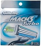 Gillette MACH 3 Turbo Cartridges 6 MACH3Turbo + 2M3Power = 8 Refill Cartridges