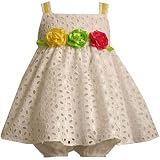 Bonnie Jean Infant Girls White Flower Eyelet Dress Bloomers 12M-24M