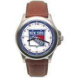 LogoArt New York Rangers Men's Leather Rookie Watch