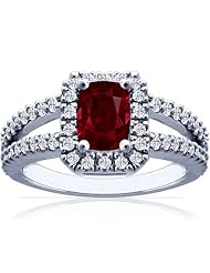 Platinum Cushion Cut Ruby Ring With Sidestones