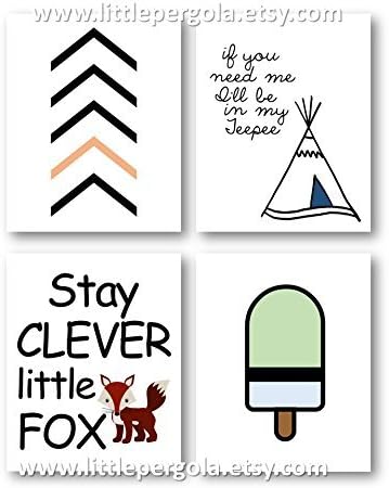 Stay Clever Little Fox Art, Modern Nursery Art, Woodland Nursery Decor, Fox Decor, Woodland Art, Modern Nursery Decor, PRINTS ONLY, Unframed. Must be Framed By you to be hung.