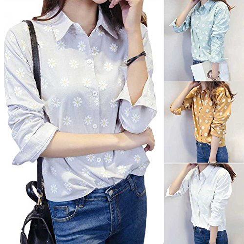 MIOIM® シャツ レディース フラワー 満開 ブラウス 花柄 コットン トップス ワイシャツ 学生 OL カジュアル 長袖 カットソー