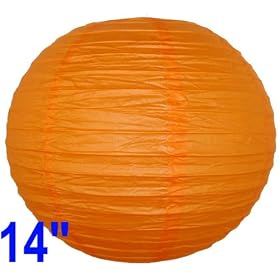 Red Orange Chinese Japanese Paper Lantern Lamp 14 Diameter - Just Artifacts Brand by Just Artifacts