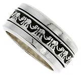 3/8 (8 mm) Sterling Silver Elephant (good luck) Spinner Ring
