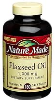 Nature Made Flaxseed Oil Softgels, 1000 mg, 180-Count Bottles (Pack of 2)
