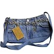 Shoulder Denim Bag with Silver Belt Crafted from Vintage Denim