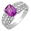 Fpj Attractive Brand New Ring With 1.65Ctw Precious Stones - Genuine Diamonds And Amethyst Well Made In White Gold Size 7