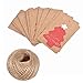G2PLUS 100 PCS Kraft Paper Christmas Gift Tags with 100 Feet Natural Jute Twine String (Merry Christmas Tree)