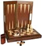 Heirloom Gift Bazaar 16 Inch Walnut Wood Folding 3 in 1 Combination Set (Chess, Checkers, and Backgammon)