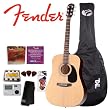 Fender Starcaster Natural Acoustic Guitar Kit (091-6000-021) - Includes: Strings, Strap, Pitch Pipe, Guitar bag, Guitar Tuner, Instructional DVD, and Planet Waves/GO-DPS 16 Pick Sampler
