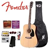 Fender Starcaster Natural Acoustic Guitar Kit (091-6000-021) - Includes: Strings, Strap, Pitch Pipe, TKL Guitar bag, Tuner, Instructional DVD, and Fender/GO-DPS Pick Sampler