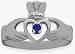 Ladies 10 Karat White Gold Sapphire Claddagh Ring