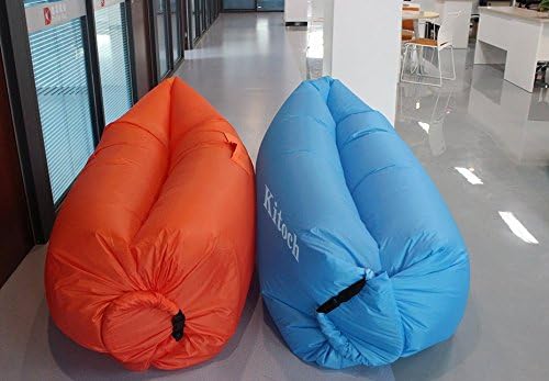 Kitoch® 2016 Newest Fast Inflatable Sleeping Bag same with Lamzac Hangout suitable for Camping &amp; Travel ,Air Mattress Bed Beach Sofa (Set of 2/Orange and Blue)