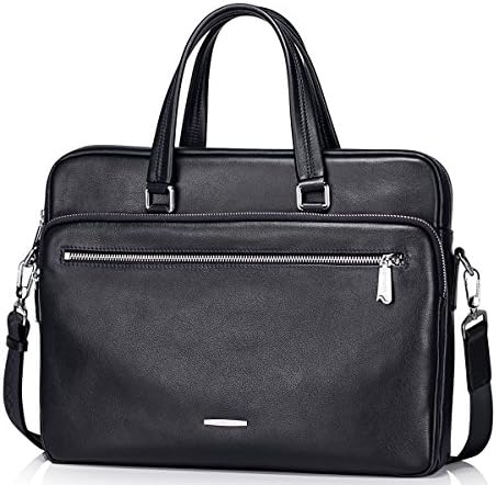 Sammons Men's Genuine Leather Top Handle Handbag Shoulder Bags for Men 190283-01 (black)