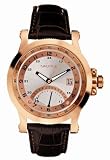 Image of Nautica A15554G Gents 24 hr GMT movement, brown croco leather strap, silver dial w/rose gold accents