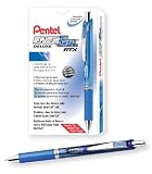 Pentel EnerGel Deluxe RTX Retractable Liquid Gel Pen, Fine Line, Needle Tip, Blue Ink, Box of 12 (BLN75-C)