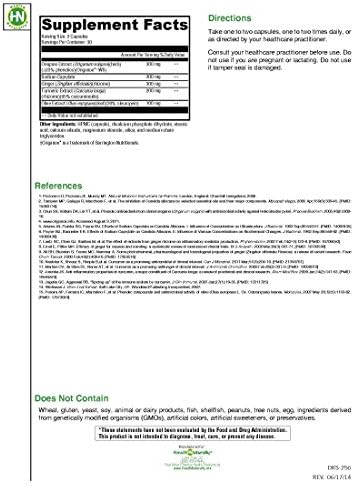 Candida Clear - 60 Vegetable Capsules | Contains: Origanox WS, Sodium Caprylate, Ginger, Turmeric Extract | Olive Leaf Extract | Non-Gmo | Compared to Candicid Forte by Ortho Molecular Products
