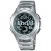 Casio Men's Casual Classic AQ160WD-1BV Silver Stainless-Steel Quartz Watch with Black Dial