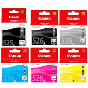 Set of 6 boxed original genuine Canon ink cartridges (includes grey) for Pixma MG6120 MG6150 MG6220 MG6250 MG8120 MG8150 MG8220 MG8250 printers