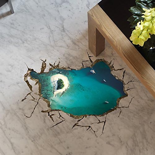 YUANMU Super stereoscopic 3D painting creative stickers ( Beach) three-dimensional painting living room bedroom garden floor stickers decorative painting