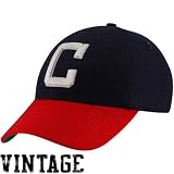 MLB '47 Brand Cleveland Indians Navy Blue-Red Cooperstown Brooksby Fitted Hat (Medium)