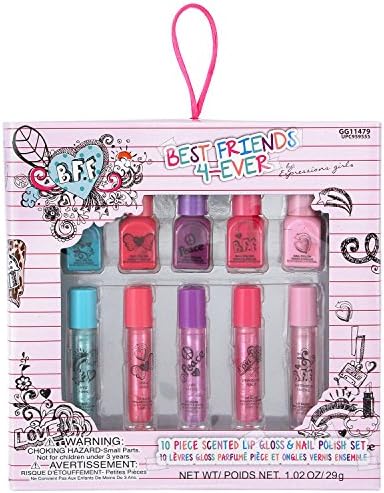 Expressions Girl BFF 10 Piece Scented Lip Gloss, Nail Polish Set