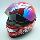 Motorcycle Street Bike Dual Lens/Double Shields Full Face Helmet Red