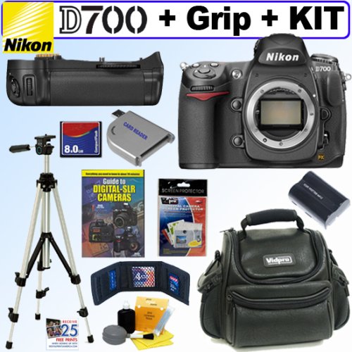 Nikon D700 12.1MP Digital SLR Camera (Body) + Nikon MB-D10 Multi Power Battery Pack + 8GB Deluxe Accessory Kit