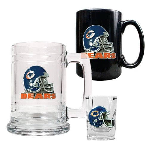 Chicago Bears NFL 15oz Tankard, 15oz Ceramic Mug & 2oz Shot Glass Set - Helmet Logo