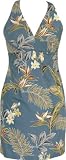 Sexy Halter Dress - Plumeria Garden Hawaiian Aloha Crisscross Back Fitted Halter Sun Dress - Regular and Plus Size