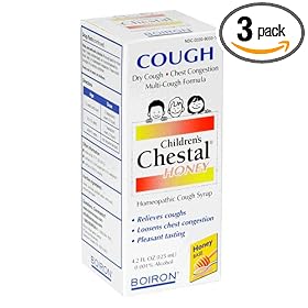 Boiron Chestal Homeopathic Cough Syrup, Children's, Honey, 4.2-Ounce (125 ml) (Pack of 3)