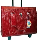 Bugatti Croco Embossed Rolling Briefcase Laptop - Women Red
