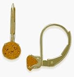 November 14 Karat Yellow Gold 5mm Citrine Leverback Gem Earrings