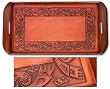 Cedar and leather tray, 'Inca'