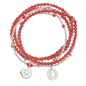 Coral Cluster Bracelet Set in Sterling Silver by 