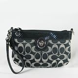 Coach Signature Peyton Capacity Wristlet Bag Clutch Wallet Black