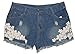 Amoin Casual Vintage Womens Lace Flower Jean Shorts Short Pant Trouser Cut-Off Denim