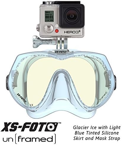 Frameless Diving Mask for GoPro (Glacier Ice) - NEW - Real Frameless - Built-in Stainless Steel Camera Mount - Includes Neoprene Strap &amp; Mounting Screw - GoMask - un[framed] by XS Foto (MA610GI) by XS Foto