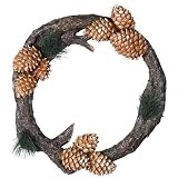Cal Lighting Log and Pincone Wreath - Brown, WA-261WP