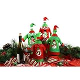 Wine Bottle Cover, Christmas Wine Decoration, Wine Bottle Dress, Holiday Clothing Wine Bottle Cover, SNOWMAN Wine Gift Tag - Set of 2